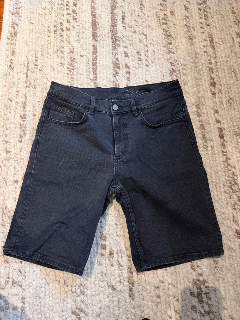 COS Men's Dark Black Denim Shorts